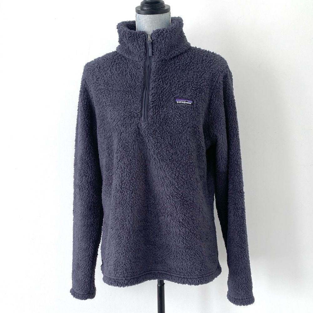 Patagonia Women's Los Gatos Fleece Jacket Charcoal Pullover Large Cozy Outdoor